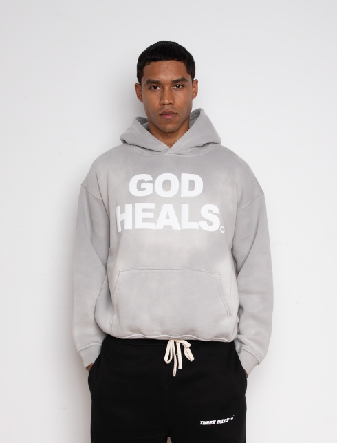 God Hoodie Washed Light Grey