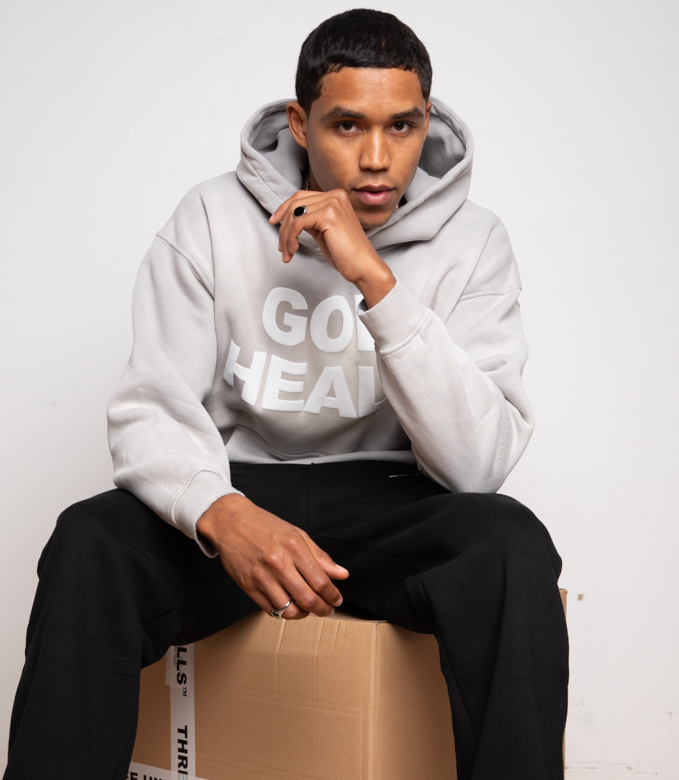 God Hoodie Washed Light Grey